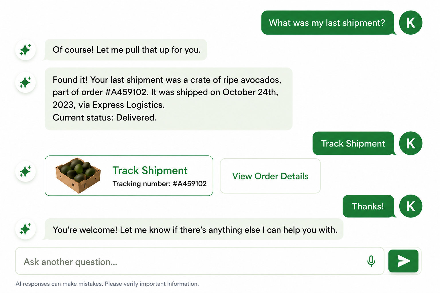 Produce OS Copilot shipment tracking conversation