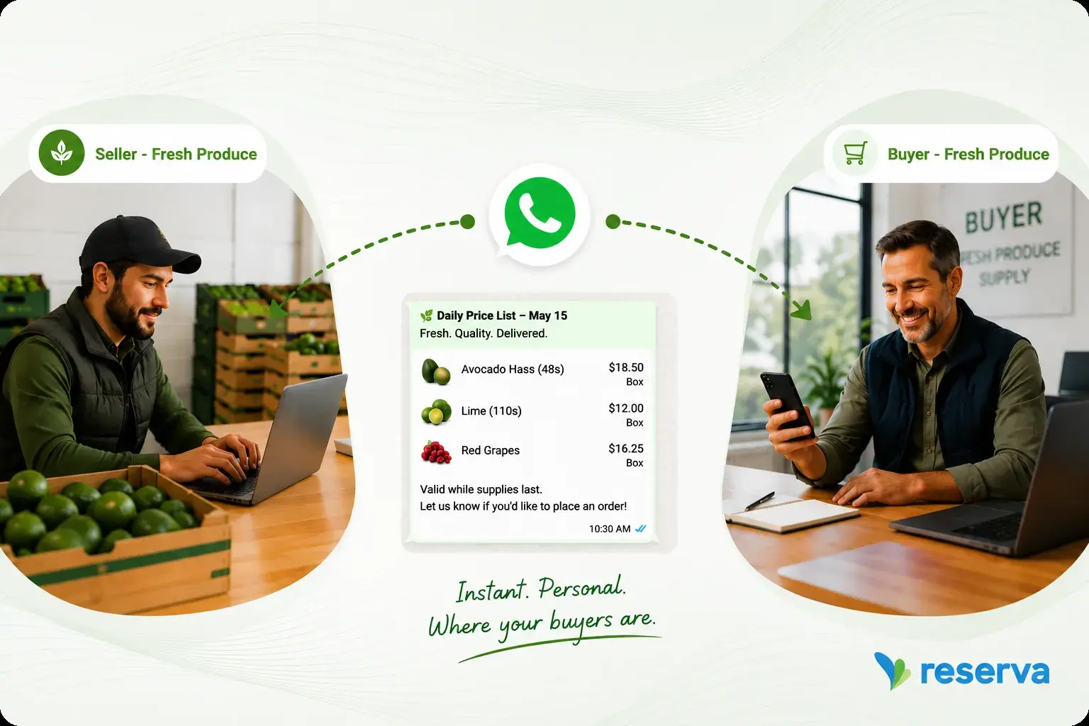 Sharing a promotion pricelist with a customer via WhatsApp in Produce OS